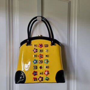 Crystale Yellow and Black Patent Bag